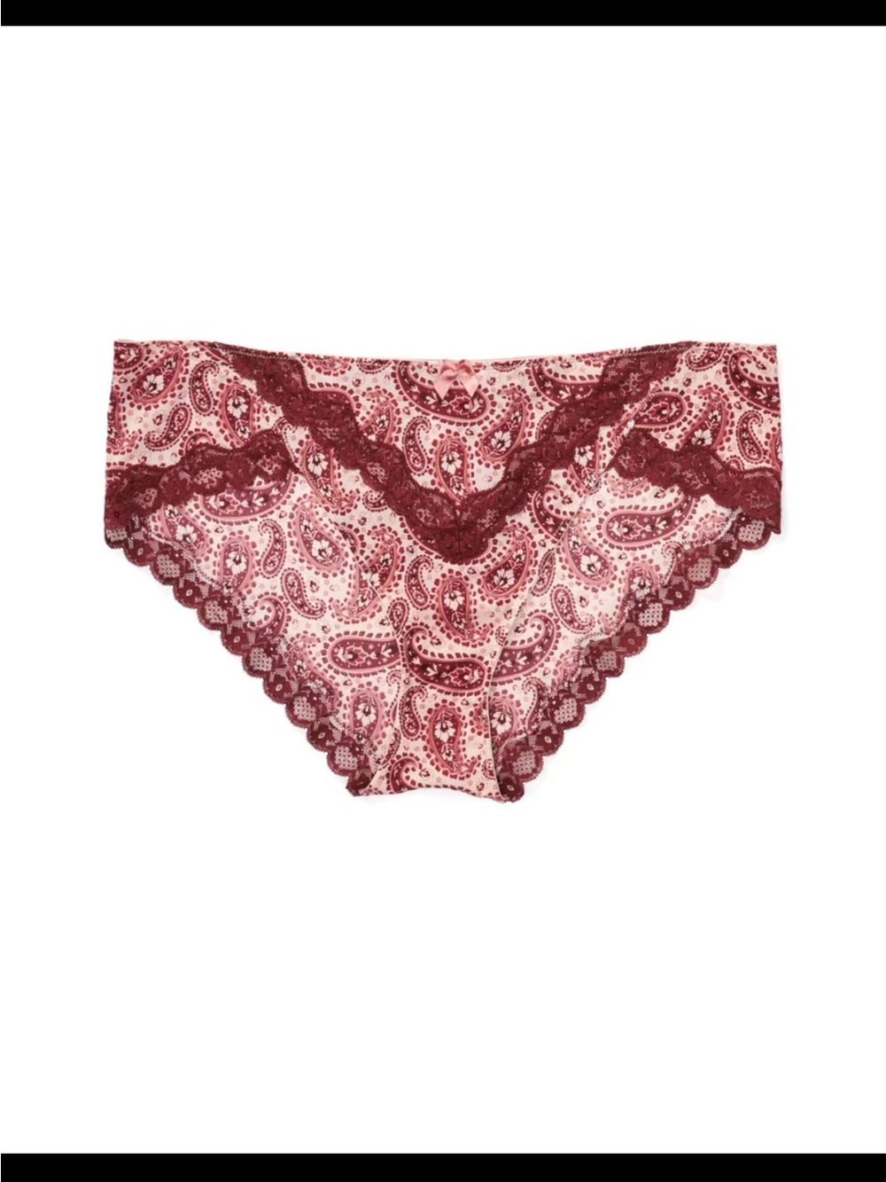 0103: Adore Me Kati Burgundy & Pink Paisley Lace Bikini Panty